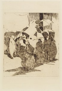 肉屋の前の列、1870 作： Édouard Manet